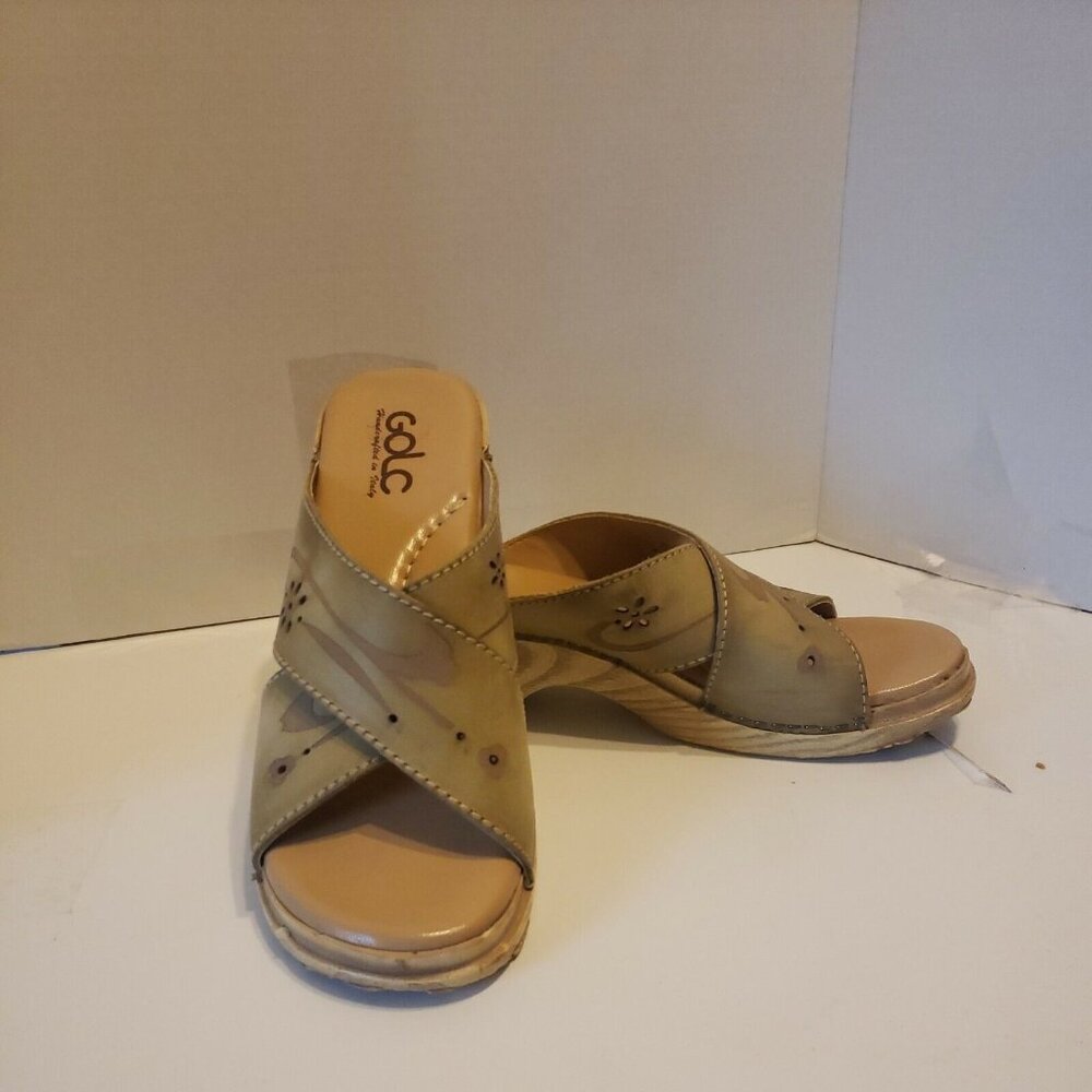 Golc sandals wood‎ soles handcrafted in Italy sandals 39 Womens